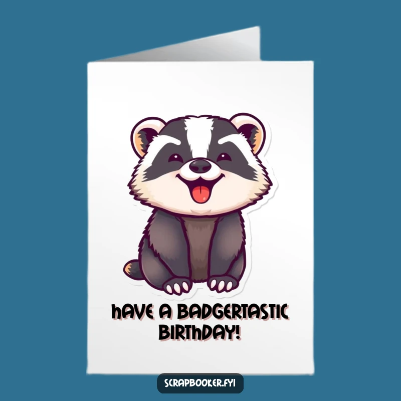 Free Printable Birthday Card: Joyful Badger Sticker Design for a Sticker-tastic Celebration