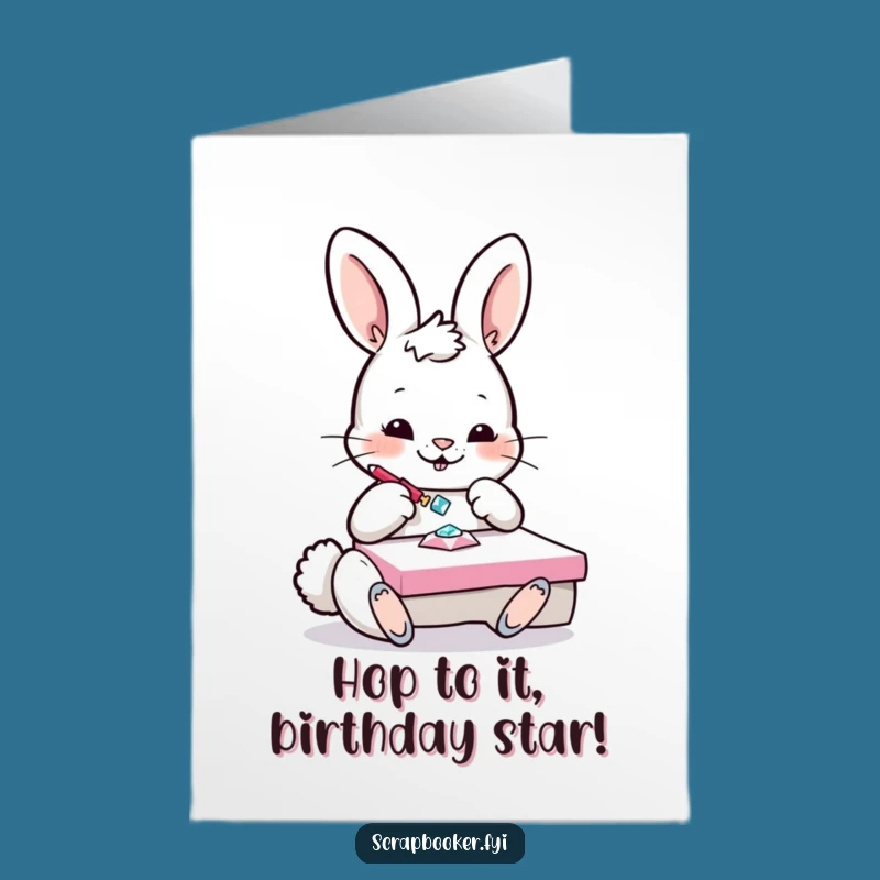 Free Printable Bunny Birthday Card: Funny Gem Decorating Design for a Sparkly Celebration