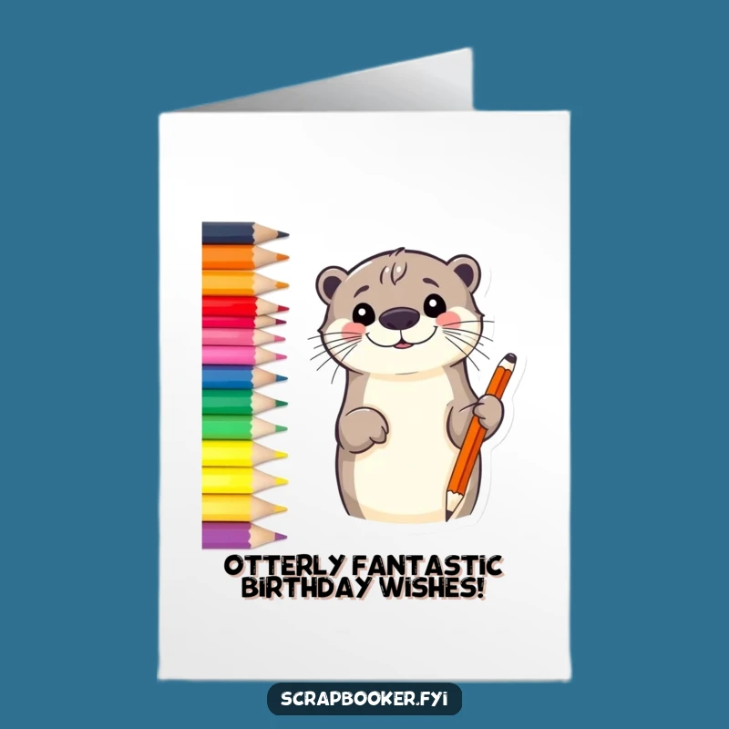Free Printable Otter Birthday Card: Cute Border Sketch Downloadable Card for Art Lovers