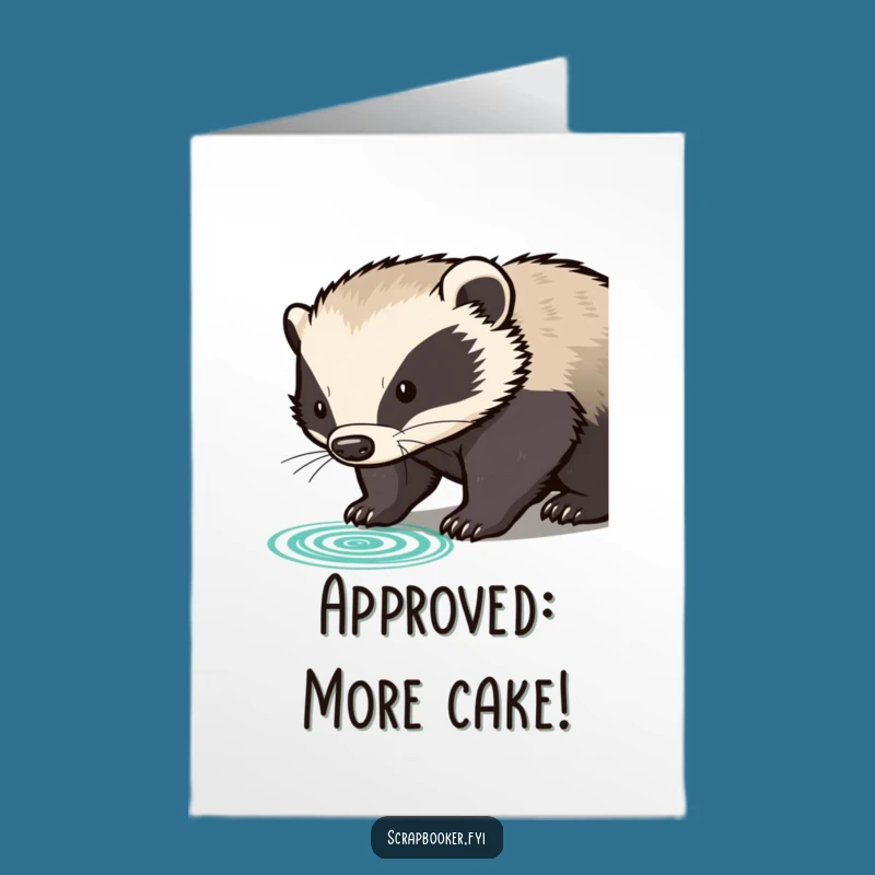 Funny Free Printable Birthday Card: Determined Badger's Stamp of Approval