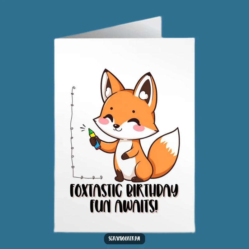 Funny Free Printable Birthday Card: Fox's Artistic Flair, Perfect DIY Downloadable Gift!