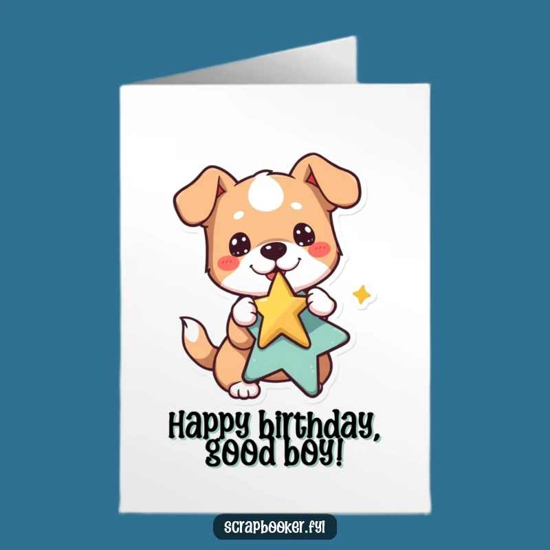 Free Printable Funny Dog Birthday Card - Star Sticker Downloadable Gift For A Good Boy