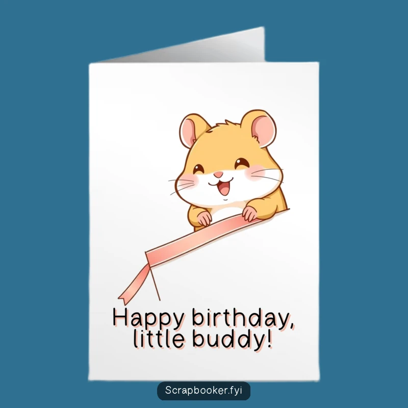 Free Printable Funny Birthday Card: Hamster Ribbon Decorator DIY Celebration