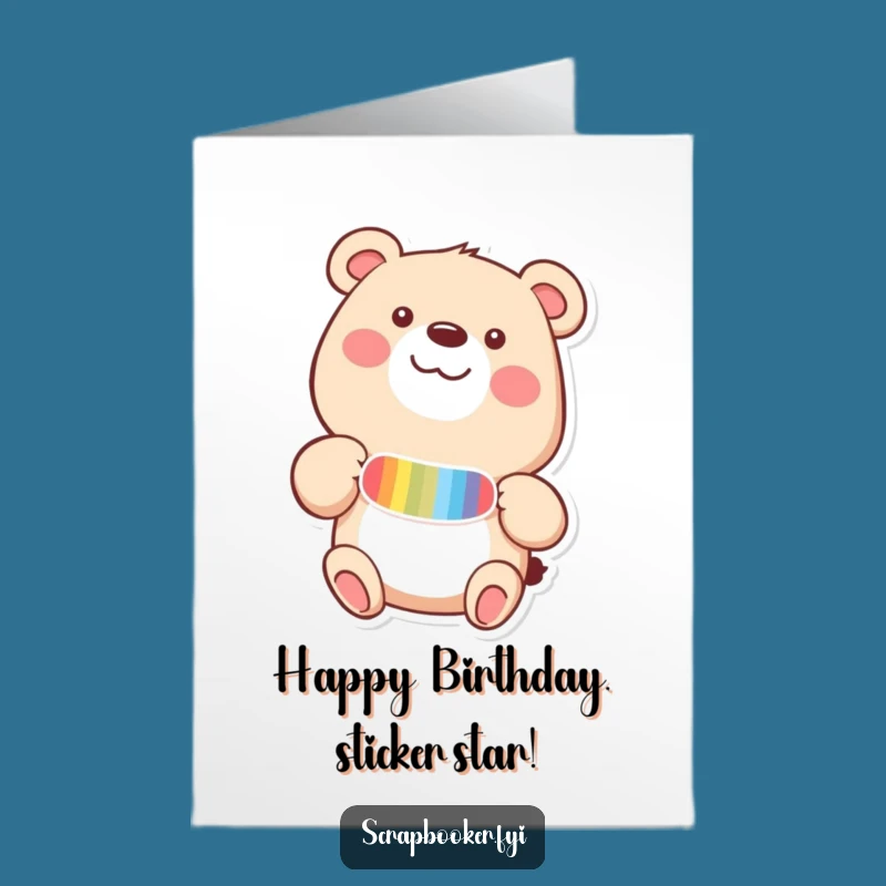 Free Printable Happy Bear Birthday Card - Sticker Delight Download