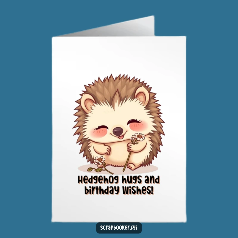 Free Printable Birthday Card: Giggling Hedgehog Flower Art, Funny Downloadable Gift!
