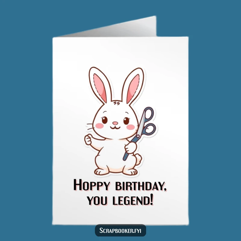 Free Printable Birthday Card: Funny Rabbit Scissor Art, Perfect DIY Humorous Downloadable Gift