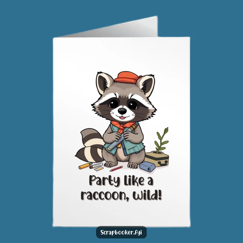 Free Printable Birthday Card: Raccoon Collage Art, Funny Downloadable Gift!