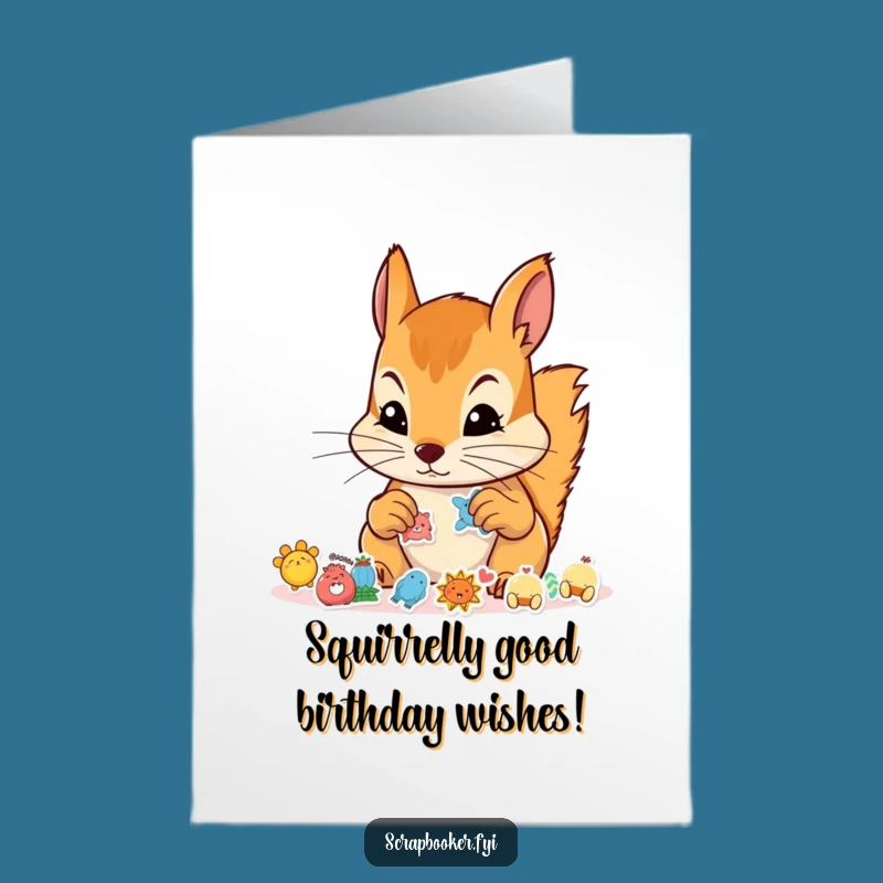 Free Printable Funny Birthday Card: Determined Squirrel Sticker Masterpiece DIY Gift