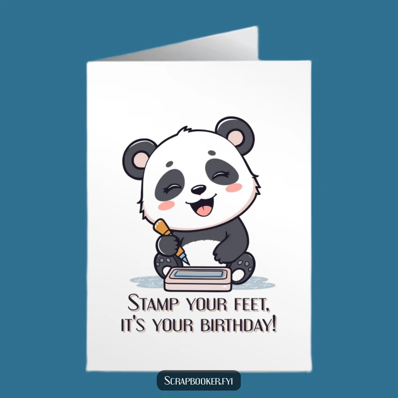 Free Printable Panda Birthday Card - Giggling Stamp Downloadable Gift