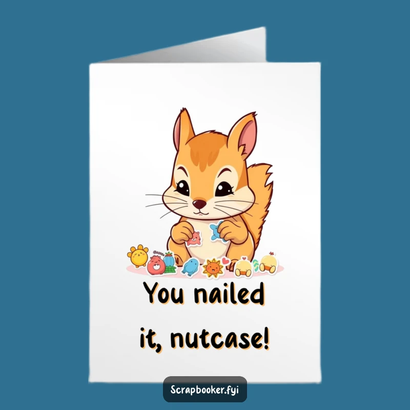 Free Printable Congrats Card: Focused Squirrel Sticker Whiz for Any Achievement