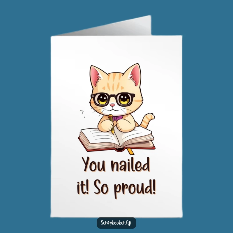 Free Printable Congrats Card: Funny Cat Bookmark Design for Your Next Big Achievement