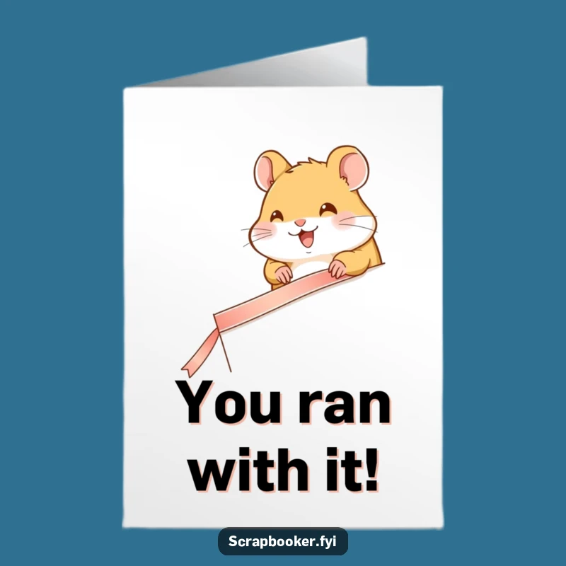 Free Printable Congrats Card: Hamster Ribbon Art for Your Success Story