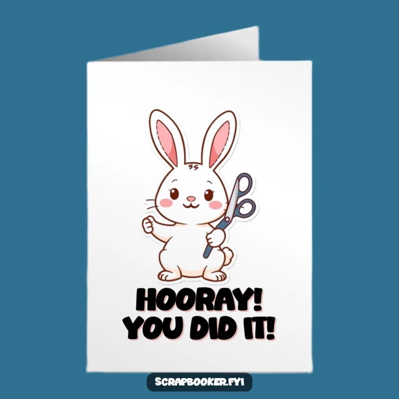 Free Printable Congrats Card: Humorous Rabbit Scissors, Ideal DIY Downloadable Gift