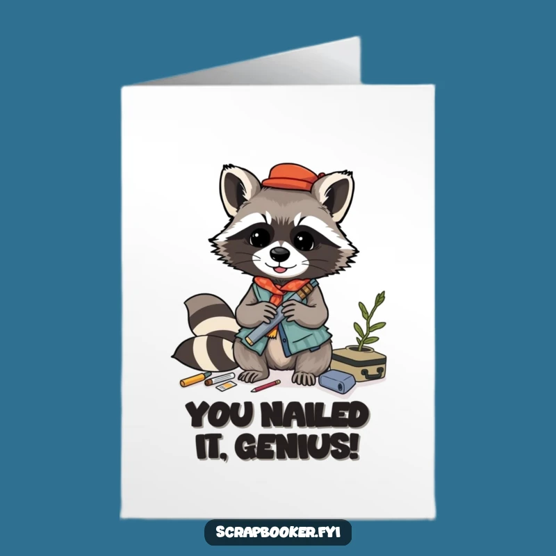 Free Printable Congrats Card: Raccoon Collage, Funny Downloadable Gift!