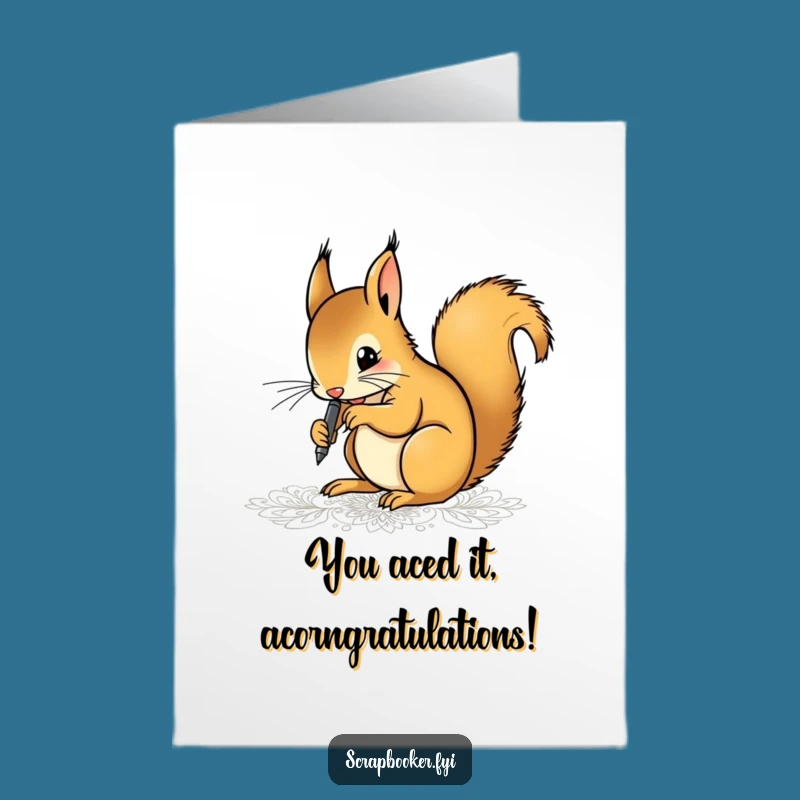 Free Printable Congrats Card: Squirrel Artist's Detailed Drawing, DIY Downloadable