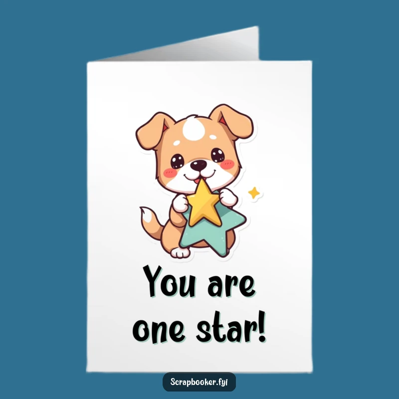 Free Printable Funny Dog Card - Star Sticker Congrats Downloadable