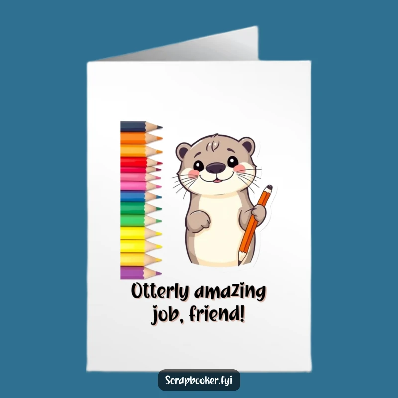 Free Printable Otter Congrats Card: Artistic Border Downloadable Greeting for Achievers