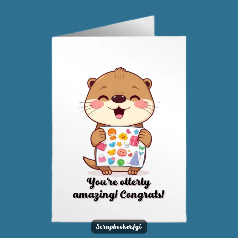 Free Printable Otter Congrats Card - Cheerful Downloadable DIY for Celebrations