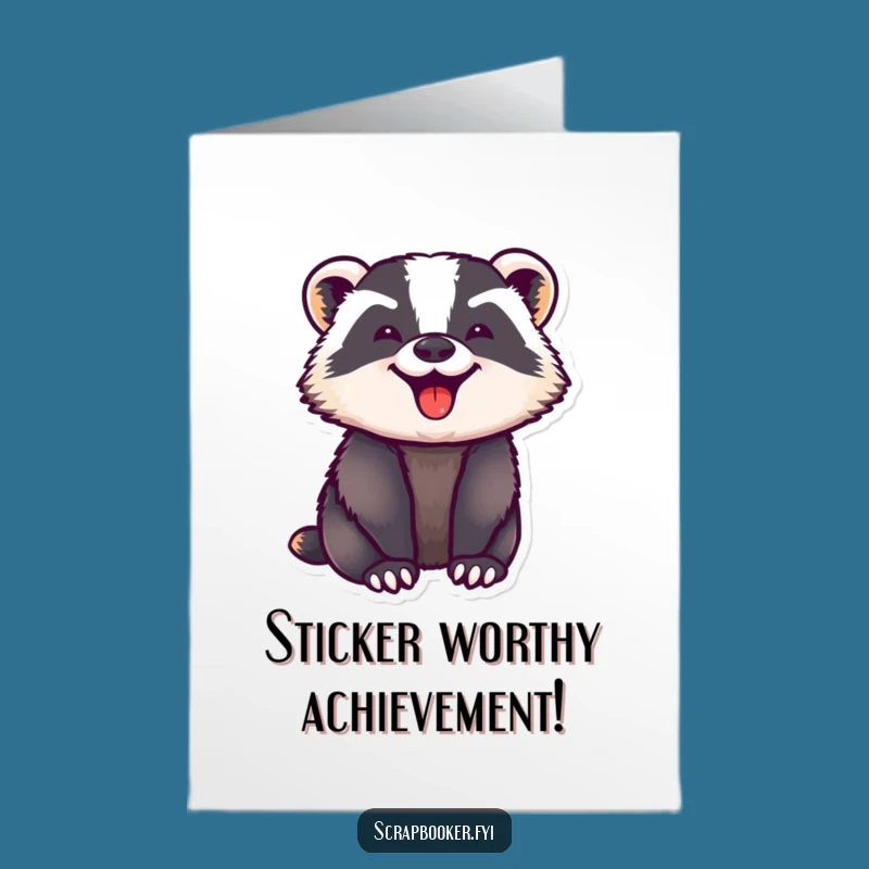 Free Printable Congrats Card: Focused Badger Sticker Design for Celebrating Big Wins