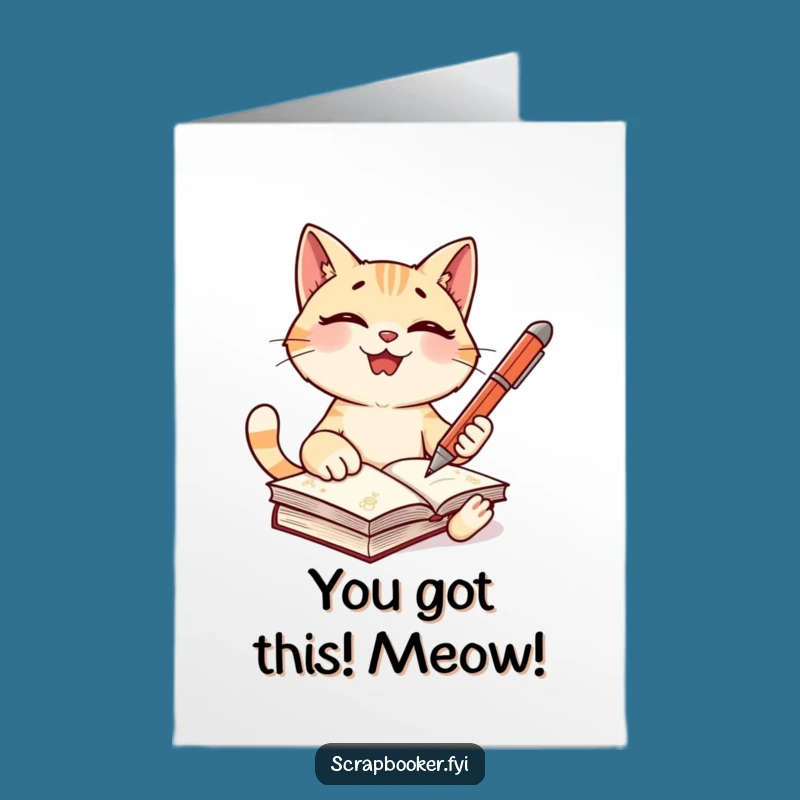 Free Printable Giggling Cat Journal Congratulations Card - Humorous Downloadable Gift