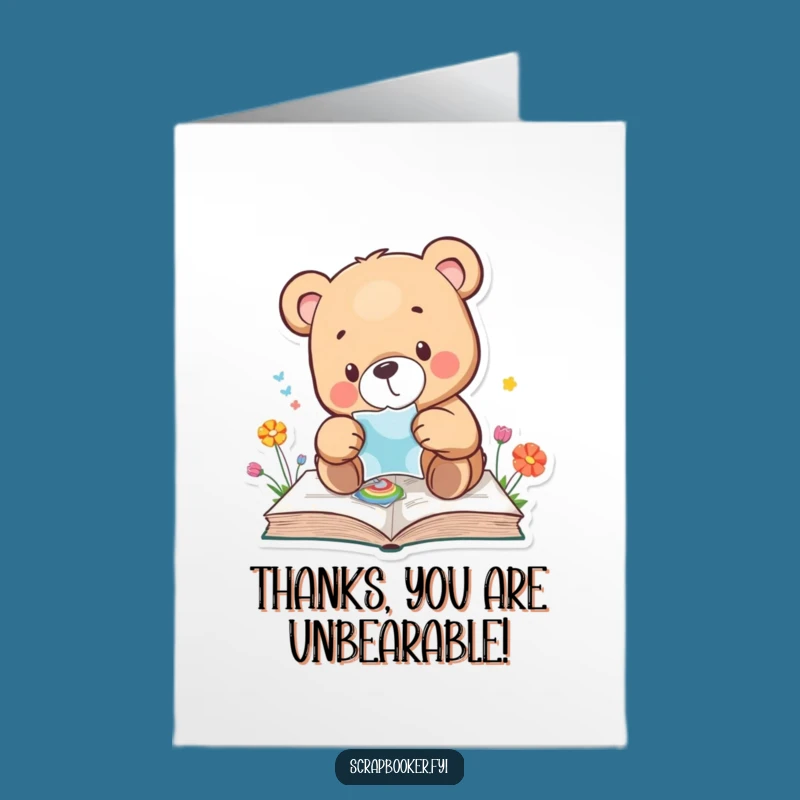 Free Printable Funny Bear Thank You Card: Sticker Thanks Downloadable Gift