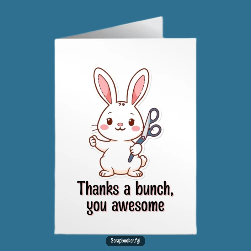 Free Printable Thank You Card: Amusing Rabbit Scissors, Perfect DIY Humorous Downloadable Gift