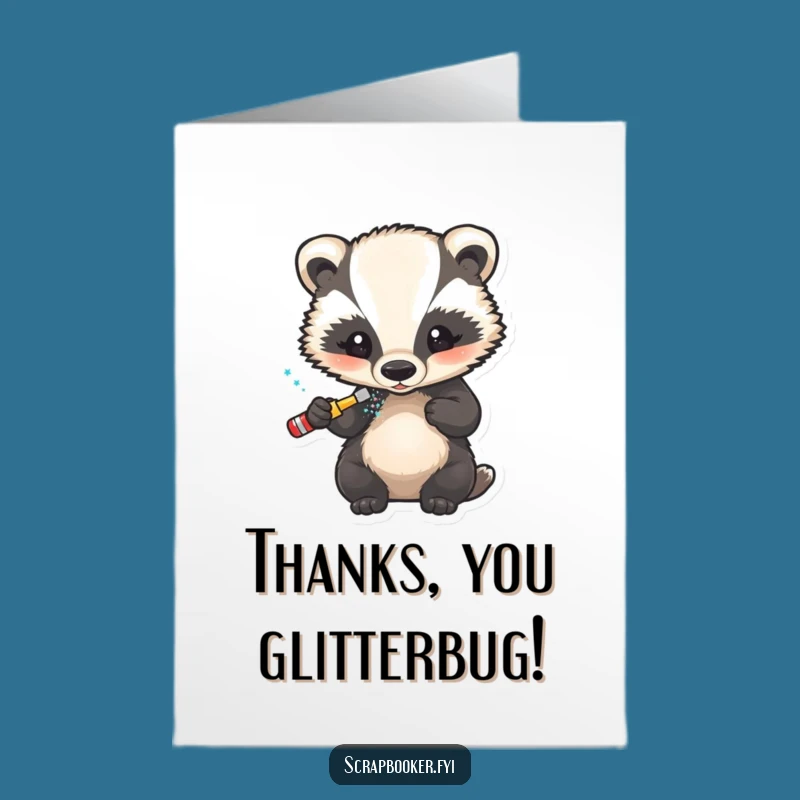 Free Printable Thank You Card: Badger Glitter Craft Expressing Gratitude DIY