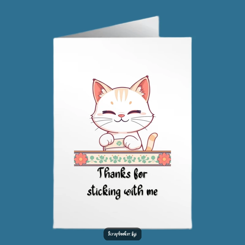 Free Printable Thank You Card: Smirking Cat's Tape Thanks, Downloadable DIY Appreciation
