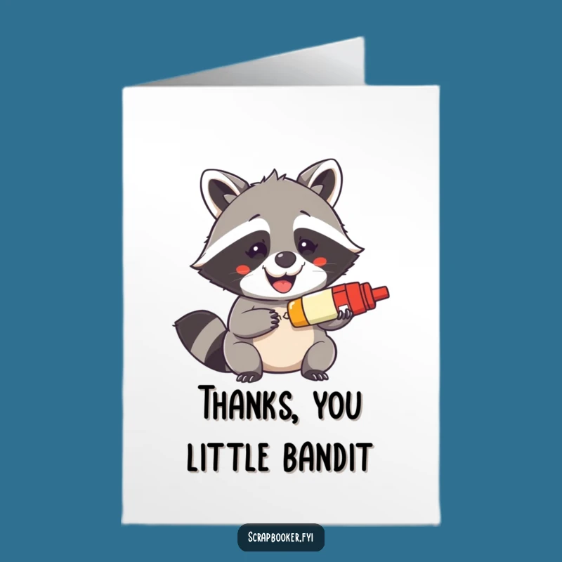 Free Printable Thank You Raccoon Card - Grinning Glue Stick Downloadable Gift