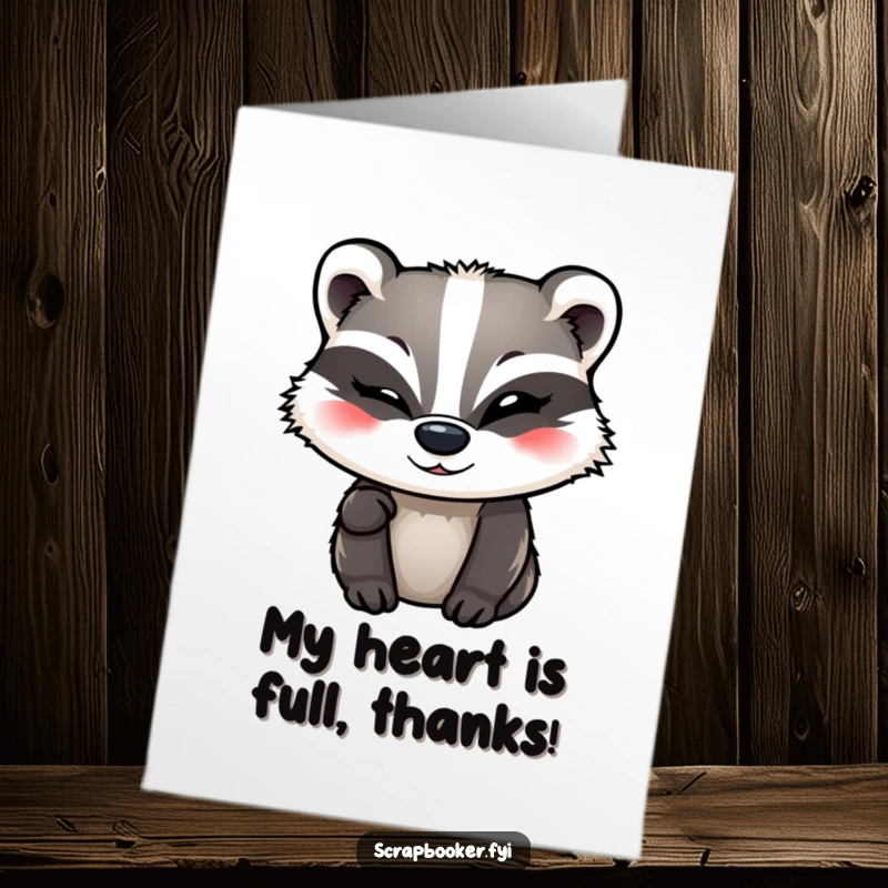Funny Free Printable Thank You Card: A winking badger adds a flourish of decorative tape, showing thanks.
