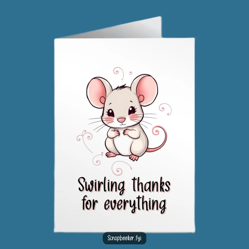 Free Printable Thank You Card: Delicate Mouse Swirl Design to Show Your Appreciation