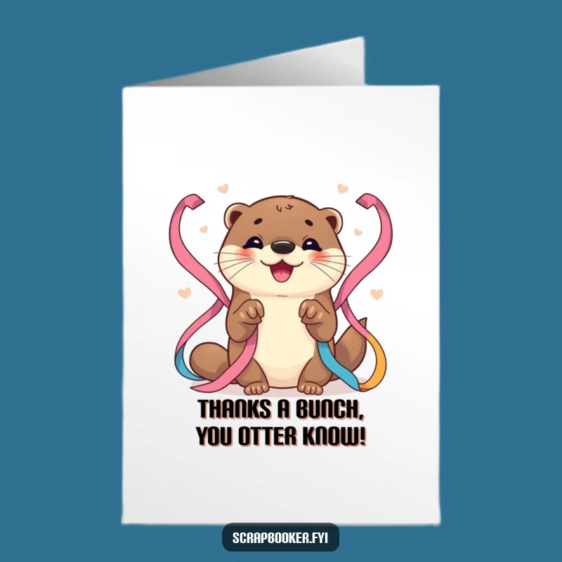 Free Printable Thank You Card: Adorable Otter's Ribbon Artistry, DIY Gift, Instant Download