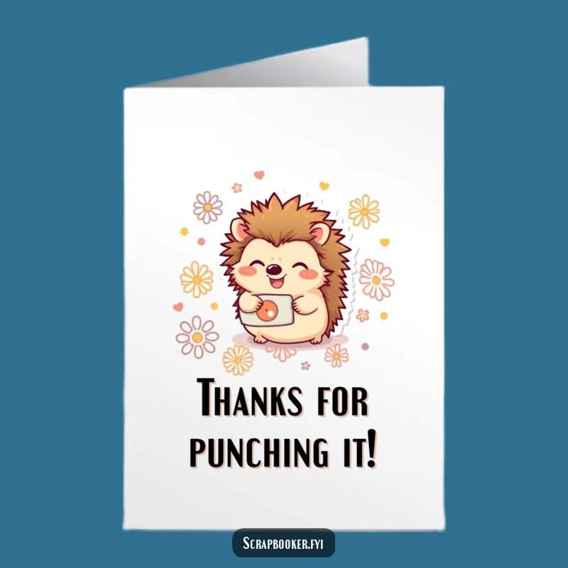 Free Printable Thank You Card: Hedgehog Pattern Punch Expressing Gratitude DIY