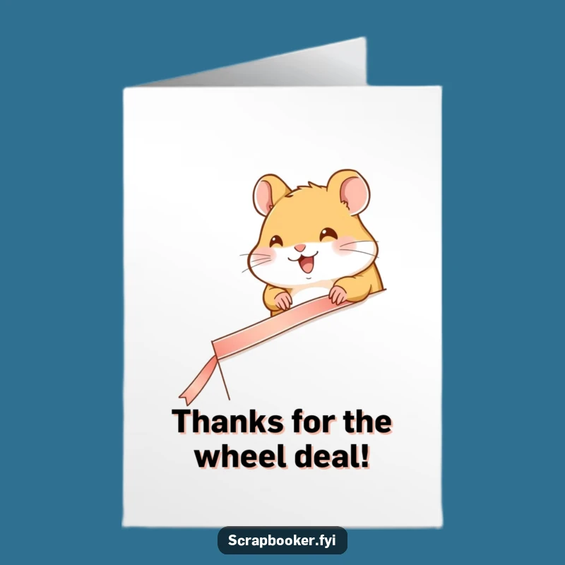 Free Printable Thank You Card: Hamster Ribbon Craft Expressing Gratitude DIY