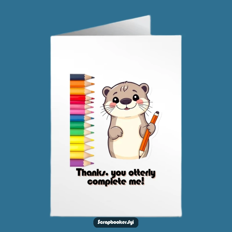 Free Printable Otter Thank You Card: Cute Border Sketch Downloadable For Gratitude