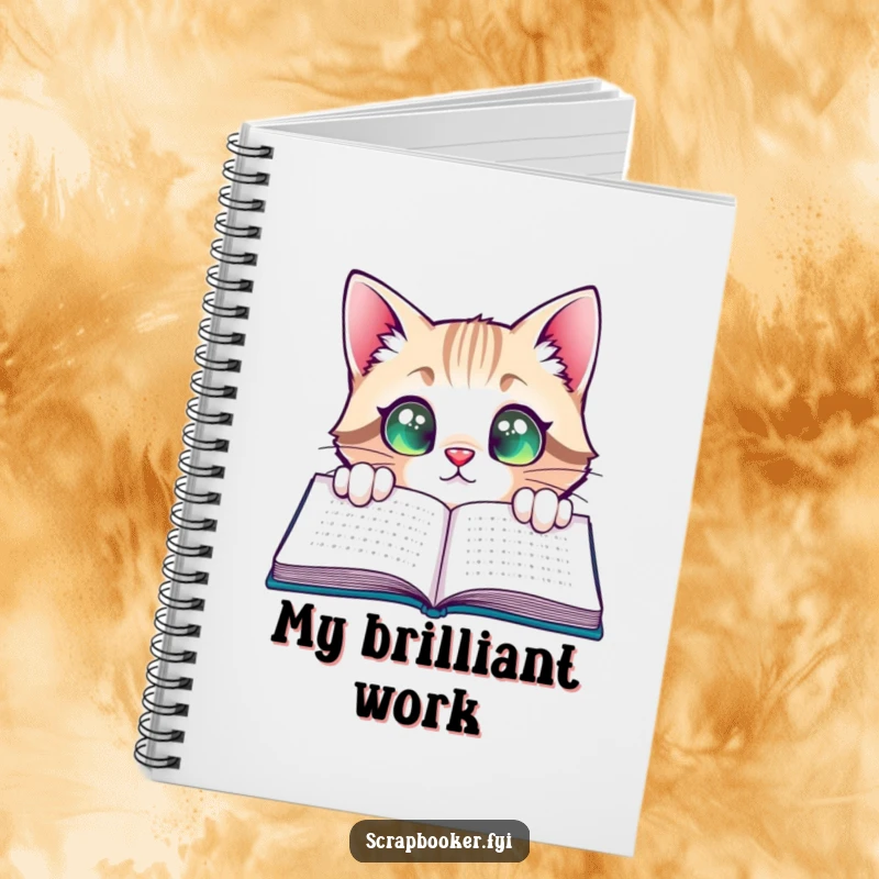 Funny Cat Notebook: Featuring a curious cat peeking with satisfied, wide eyes at a completed page, perfect for jotting down thoughts.