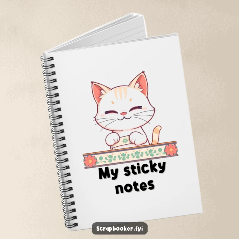 Funny cat tape notebook featuring a smirking cat, perfect for jotting notes and as a funny gift.