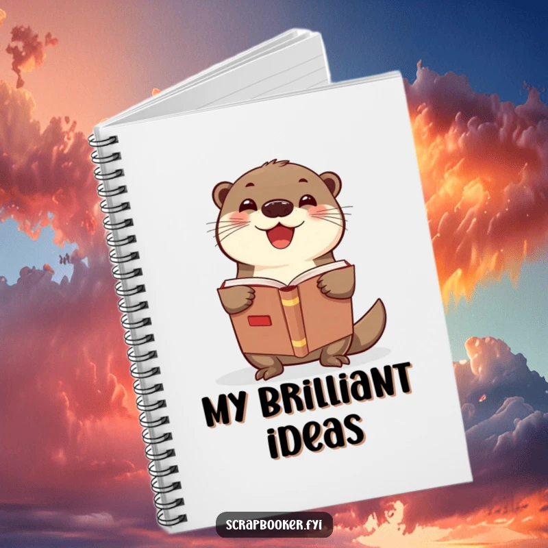 Funny otter scrapbook notebook featuring a delighted otter, perfect for jotting down notes and as a funny gift.