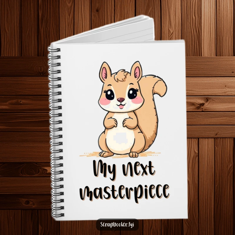 Funny Notebook: A squirrel drawing a border with a crayon, perfect for jotting down ideas with a charming and humorous artistic touch.