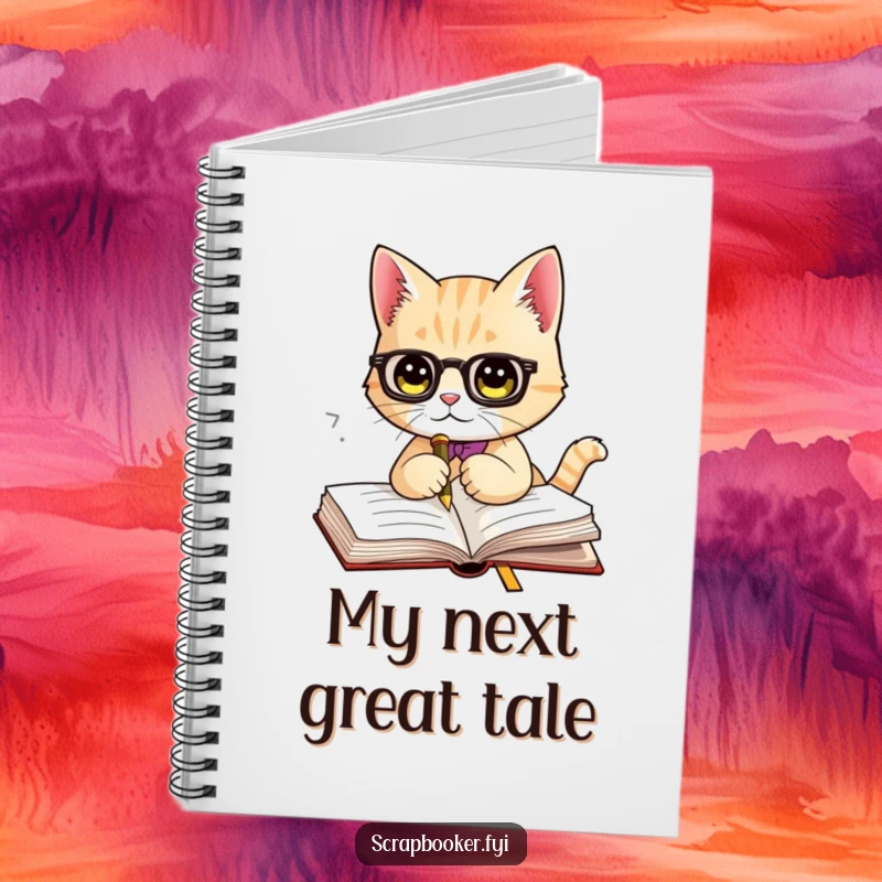 Funny notebook cover showcasing an elegant cat using a fancy bookmark. Perfect for writers, readers, and journalers who appreciate literary humor.