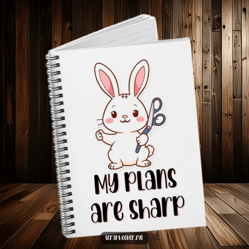 Funny Notebook: A rabbit artist with scissors and shapes, perfect for jotting down creative ideas with a humorous, artistic flair.