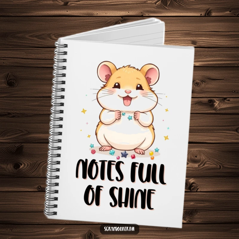 Funny Notebook: A hamster arranging small shiny items, perfect for jotting down ideas with a touch of meticulous humor and sparkle.