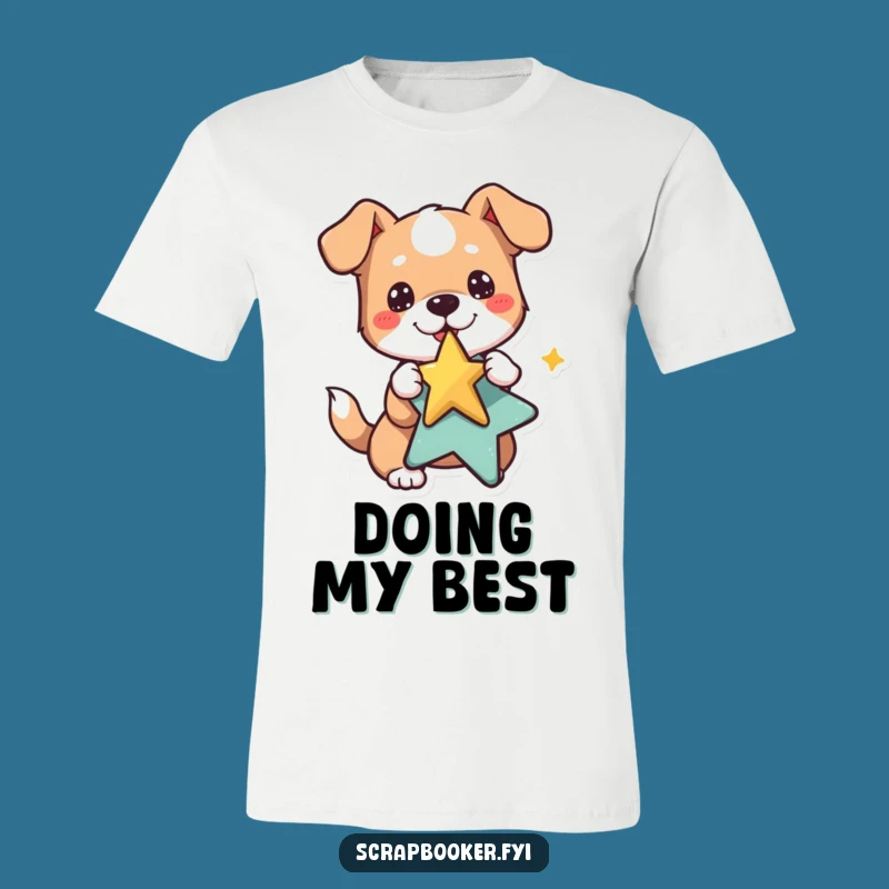 Funny Dog T-Shirt: Playful Star Sticker - Cute & Cheerful Apparel