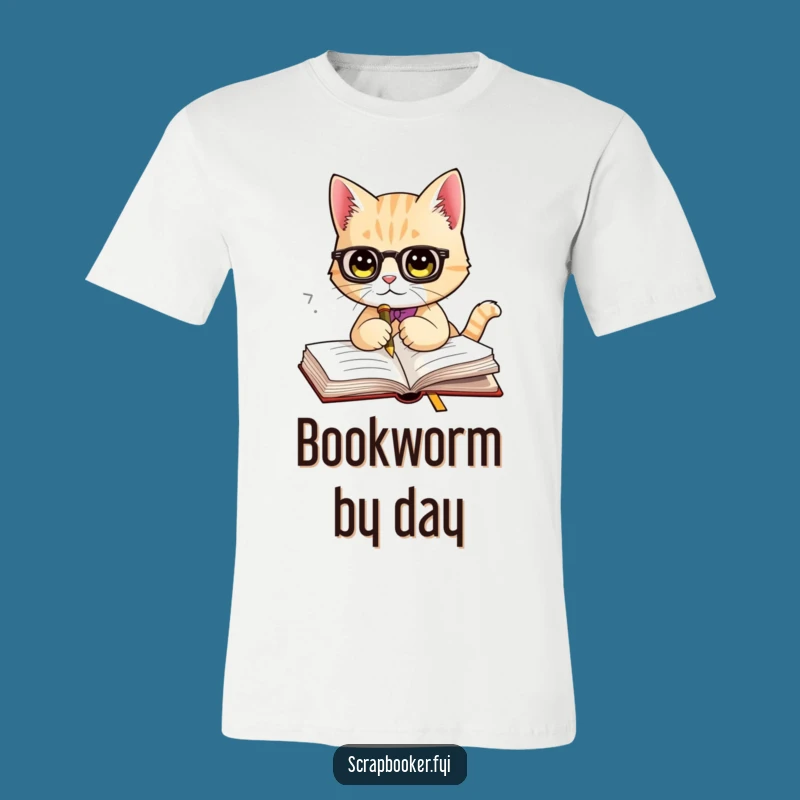 Funny Feline Reader T-Shirt: A Cat Marking Pages with a Fancy Bookmark