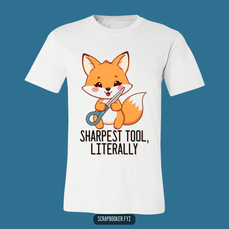 Funny Fox Crafting T-Shirt: Cheerful Fox with Scissors, Humorous Art Lover Tee
