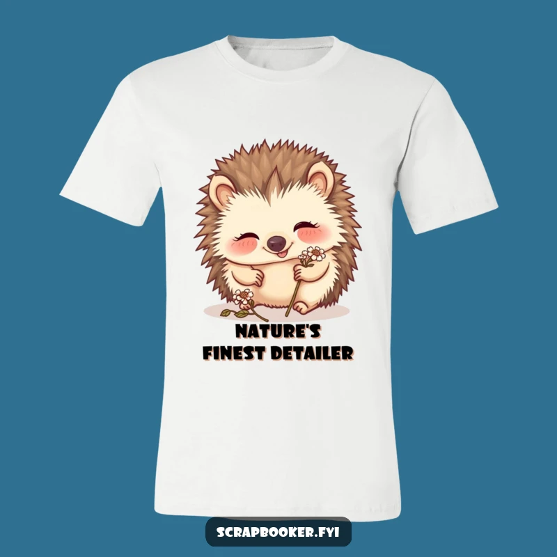 Funny Hedgehog Art T-Shirt: Giggling Critter Flower Crafting Tee Gift