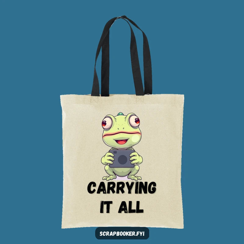 Funny Chameleon Photo Tote Bag A Hilarious Gift for Photographers on the Go