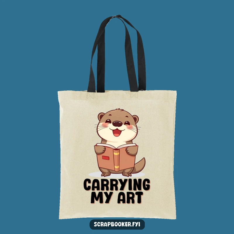 Funny Otter Scrapbook Tote Bag A Hilarious Gift for Crafty Shoppers and Memory Keepers