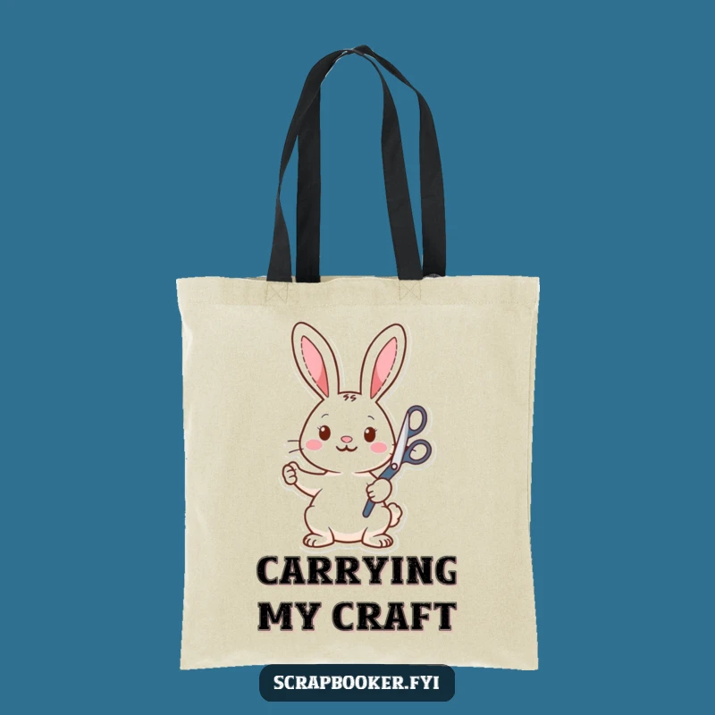 Funny Rabbit Crafter Tote Bag: Carry Your Art Supplies with Humor