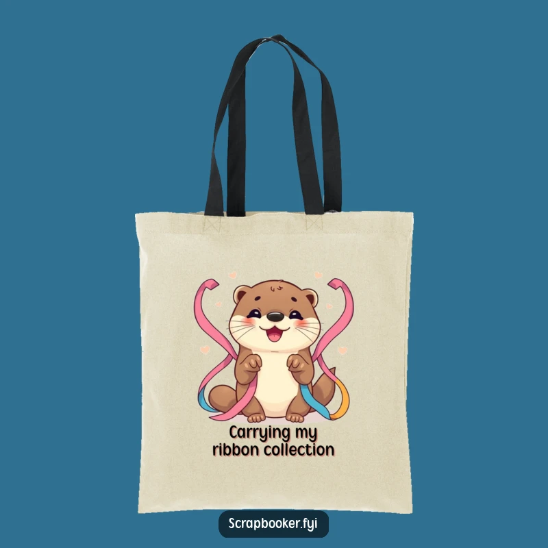 Funny Otter Tote Bag: Joyful Ribbon Arranger, Chic & Humorous Gift Bag!